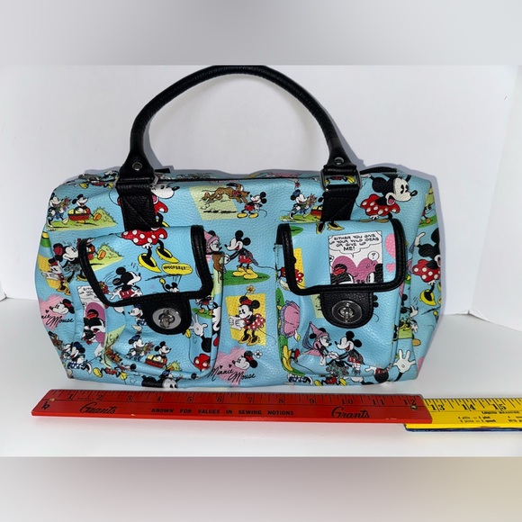 Disney Parks Authentic Mickey & Minnie Mouse Comic Strip Handbag Purse Blue - Picture 9 of 16